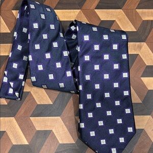 Canali Navy/Purple Silk Tie with Geometric Pattern